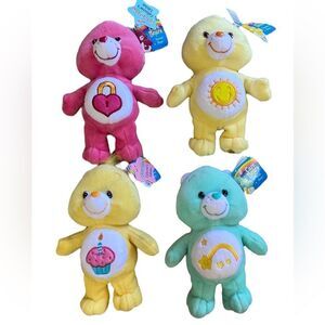 NWT Vtg 2002 Lot of 4 Care Bears Secret Funshine Birthday Wish Bears 8” Stuffed